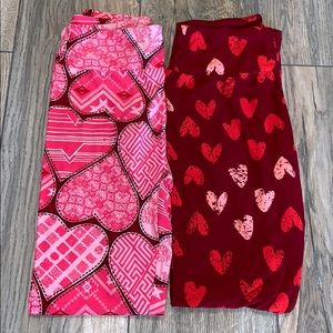 Two new pair LuLaRoe Valentines Day Leggings OS